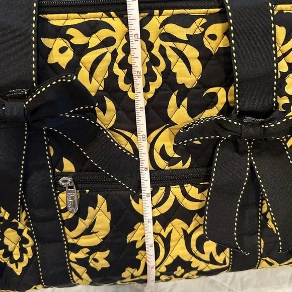 Belvah Quilted Chic Black and Yellow Women's Travel Bag - Picture 5 of 7